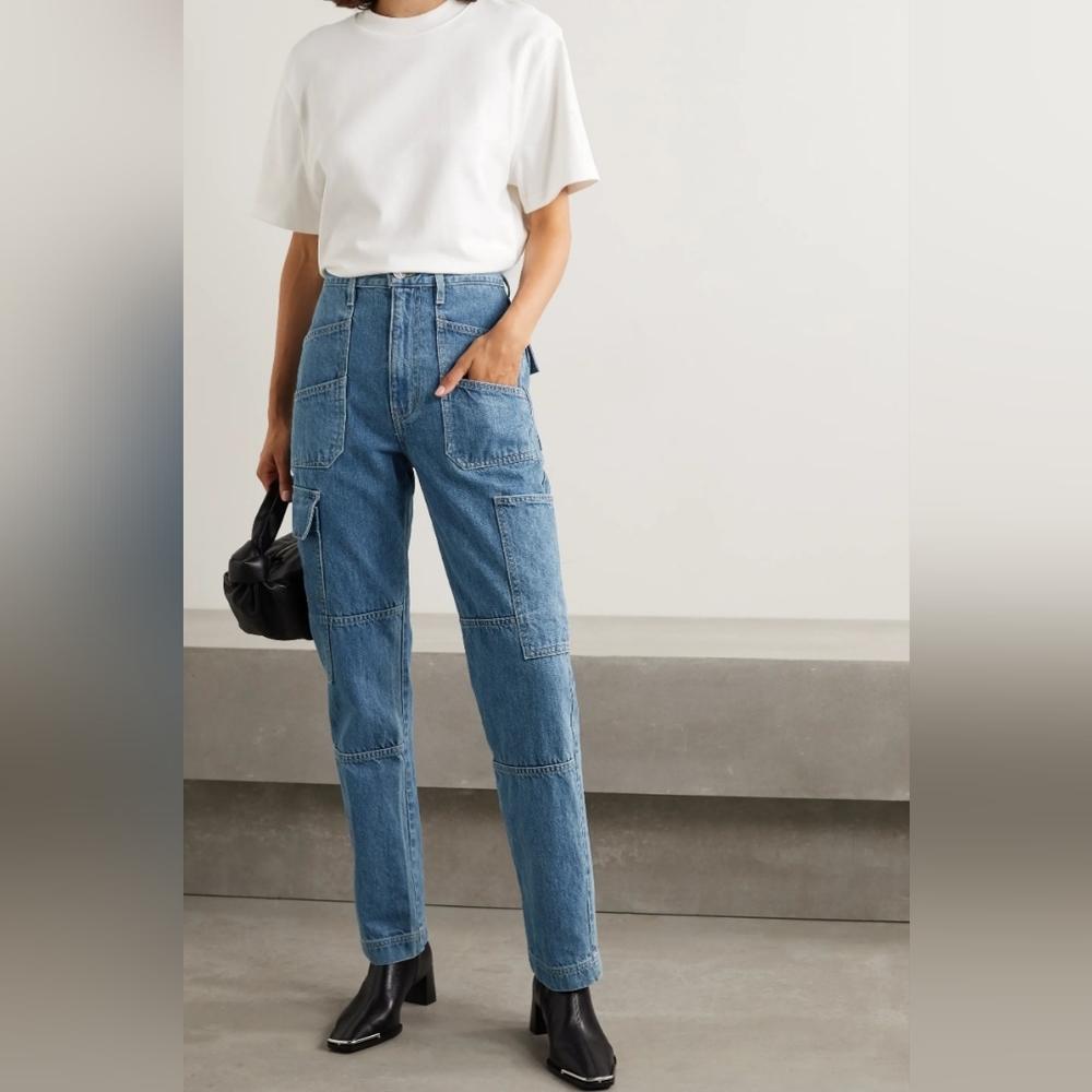 SLVRLAKE - Savior Denim Jeans Size 27 Blue Medium Wash Cargo Pants Retail $329 - Picture 3 of 16